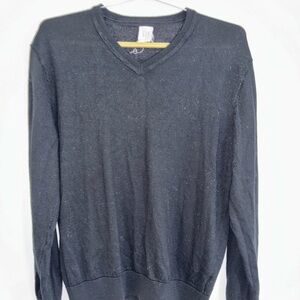 Vintage GAP Sweater Mens Medium 100% fine wool V Neck top black 90s warm winter